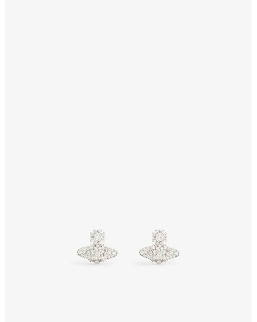 Vivienne Westwood White Carmela Bas Relief Platinum-plated Brass And Cubic Zirconia Earrings