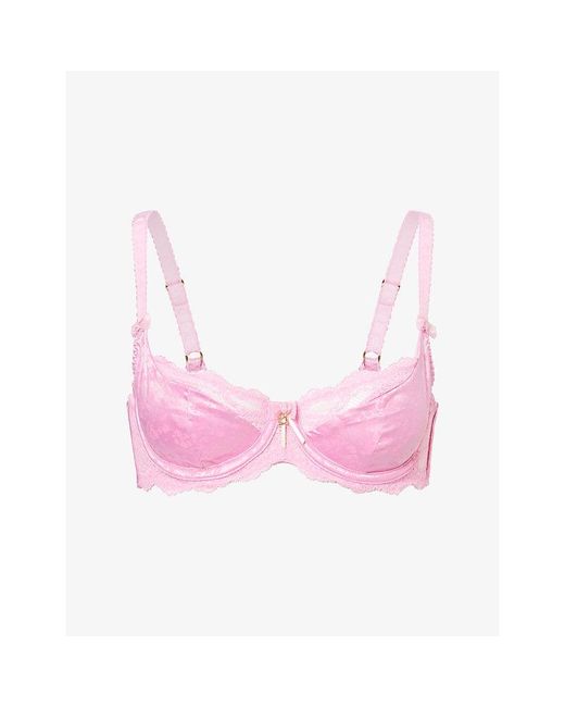 Lounge Underwear Pink Oriana Balcony Lace Satin Bra