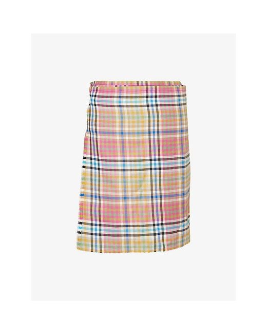 Vivienne Westwood White Tartan Wrap-Round Wool Kilt for men