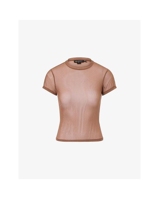 GOOD AMERICAN Pink Baby Round-Neck Mesh T-Shirt