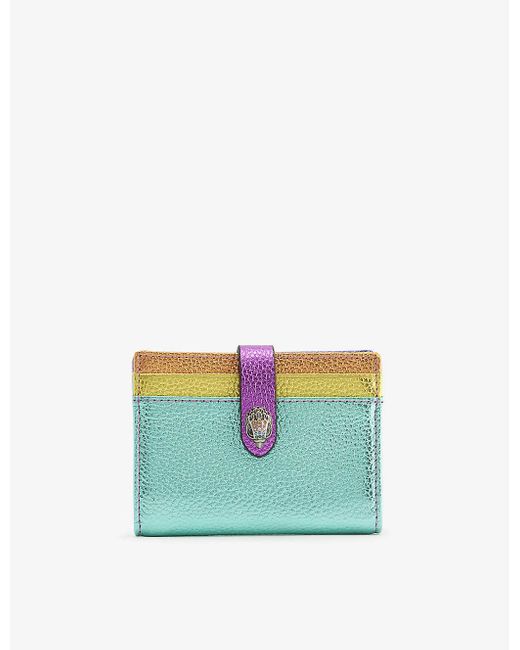 Kurt Geiger Contrasting Metallic-panelled Leather Card Holder in Blue ...