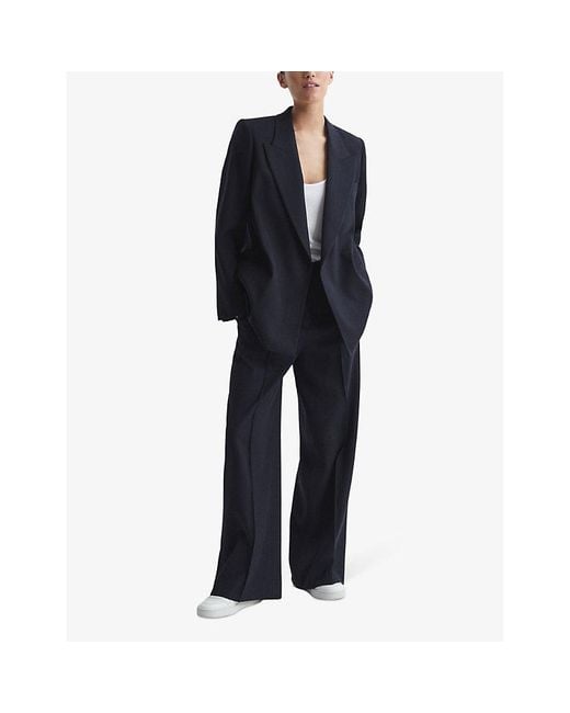 Reiss Blue Vy Willow Single-breasted Pinstripe Wool-blend Blazer