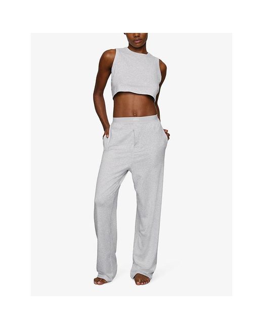 Skims White Light Heather Boyfriend Relaxed-Fit Stretch-Woven Trousers