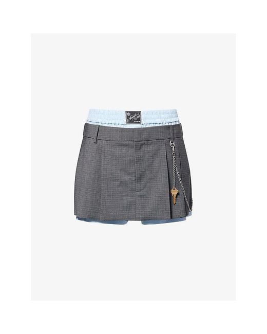 Alexander Wang Gray Pre-Styled Pleated Stretch-Wool Blend Skort