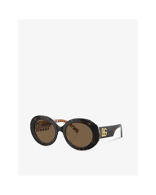 Dolce & Gabbana Brown Dg4448 Oval-frame Acetate Sunglasses