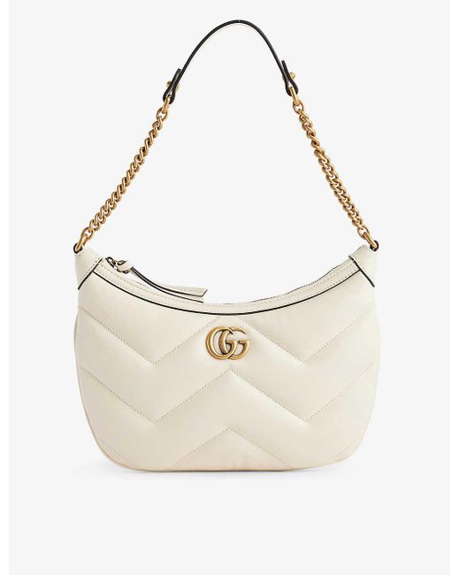 Gucci White Marmont Quilted-leather Shoulder Bag