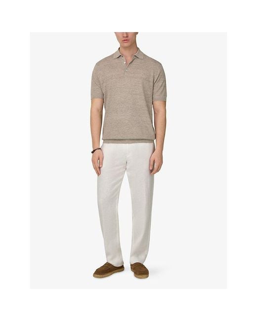Boggi Natural Fine-Knit Regular-Fit Linen And Cotton Polo Shirt for men