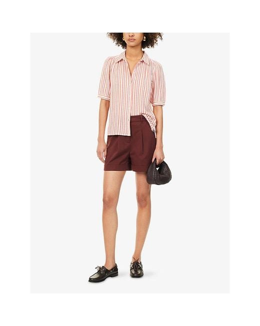 ME+EM Pink Striped Short-Sleeve Cotton Shirt