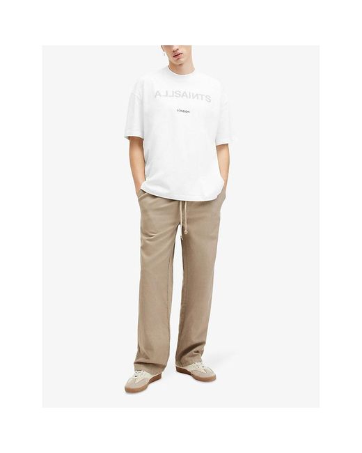 AllSaints White Cutout Logo Text-print Oversized Organic-cotton T-shirt X for men