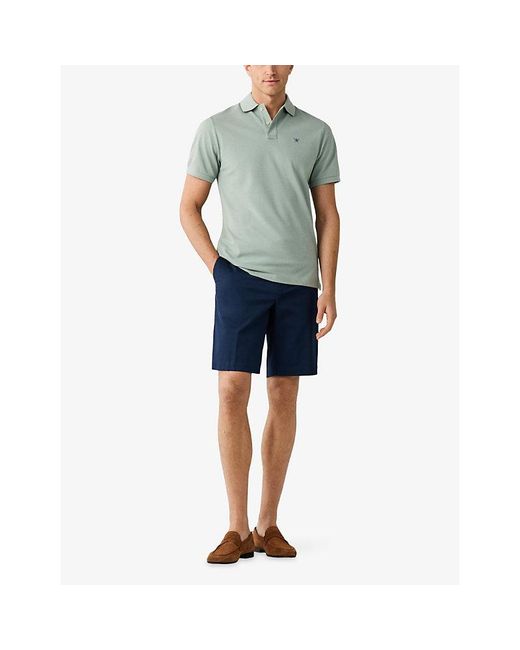 Hackett Green Logo-Embroidered Short-Sleeve Cotton Polo for men