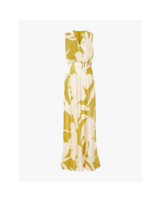 Phase Eight Metallic Petite Paula Floral-Print Satin Maxi Dress