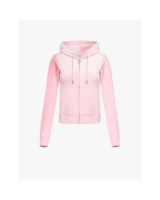 Juicy Couture Pink Robertson Logo-embellished Velour Hoody