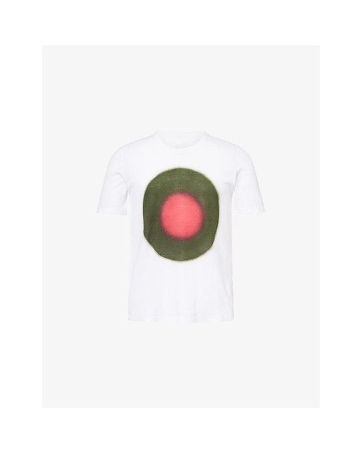 120% Lino White Graphic Short-Sleeve Cotton-Linen T-Shirt for men