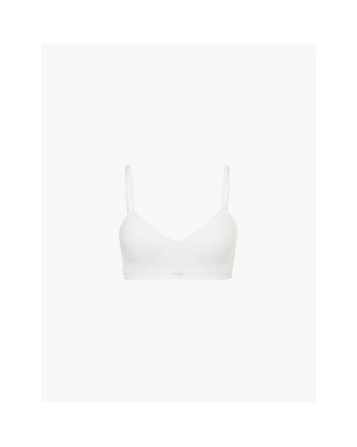Sloggi White Ever Ease Padded Non-Wired Cotton-Blend Bra