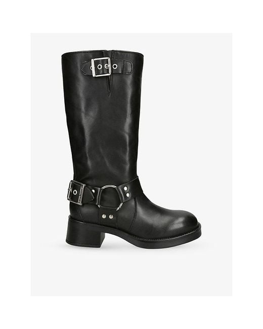 Steve Madden Black Beau Buckled Leather Boots