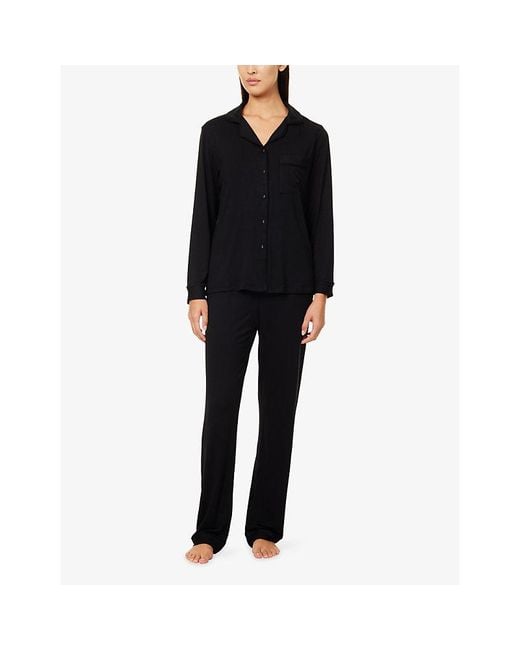THE NAP CO Black Stretch Long-Sleeve Modal-Jersey Pyjama Set