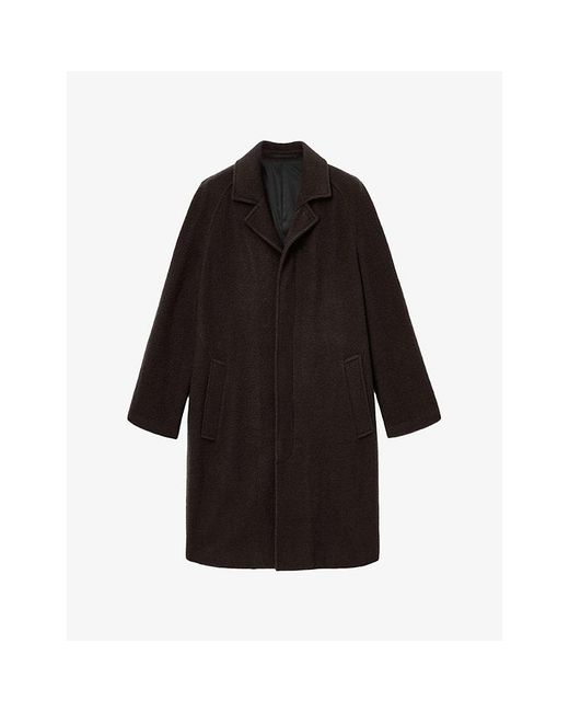 AllSaints Black Duke Lapel-Collar Wool-Blend Coat for men