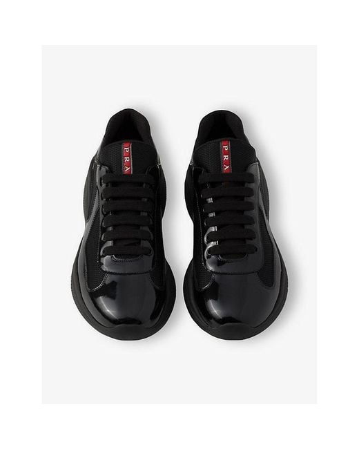 Prada Black America's Cup Patent-Leather Low-Top Trainers for men