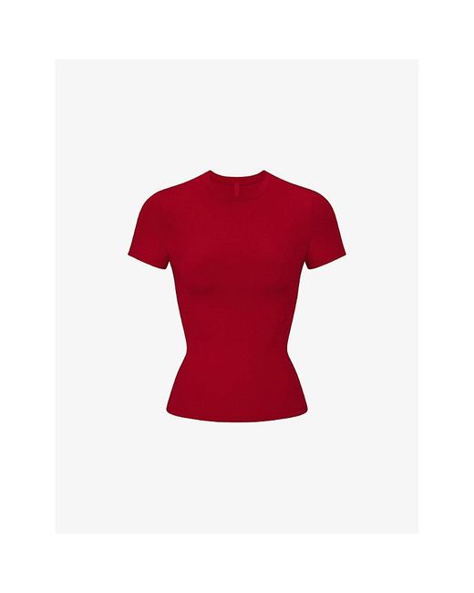 Skims Red Slim-Fit Round-Neck Stretch-Cotton T-Shirt