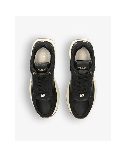 KG by Kurt Geiger Black Louisa Logo-Badge Faux-Leather Low-Top Trainers