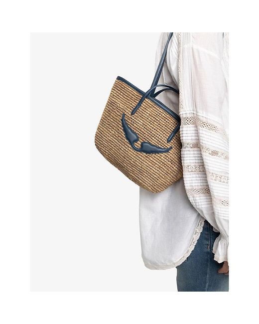 Zadig & Voltaire Multicolor Le Mini Wings Raffia Shoulder Bag