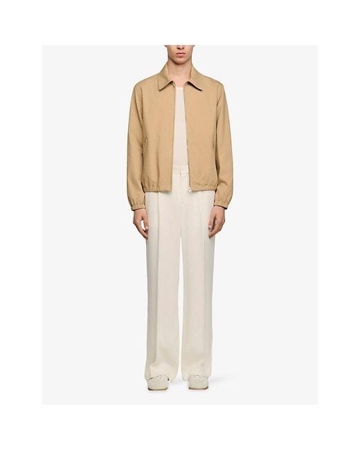 Sandro Natural Collared Zip-Up Cotton-Blend Jacket for men