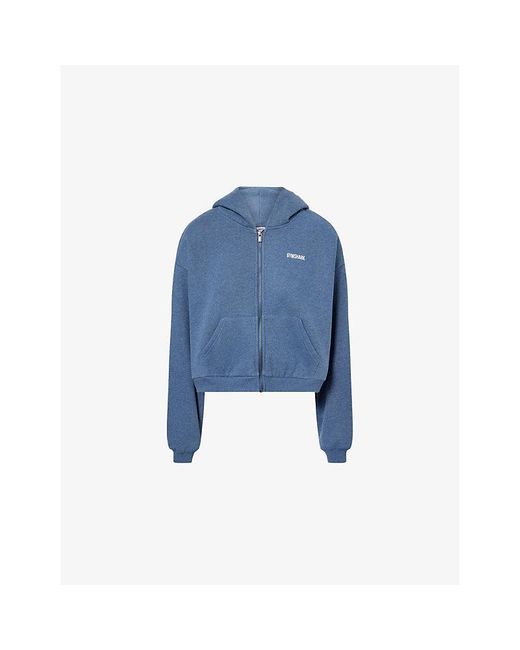 GYMSHARK Blue Cosy Luxe Zip-Through Sweat-Jersey Hoody