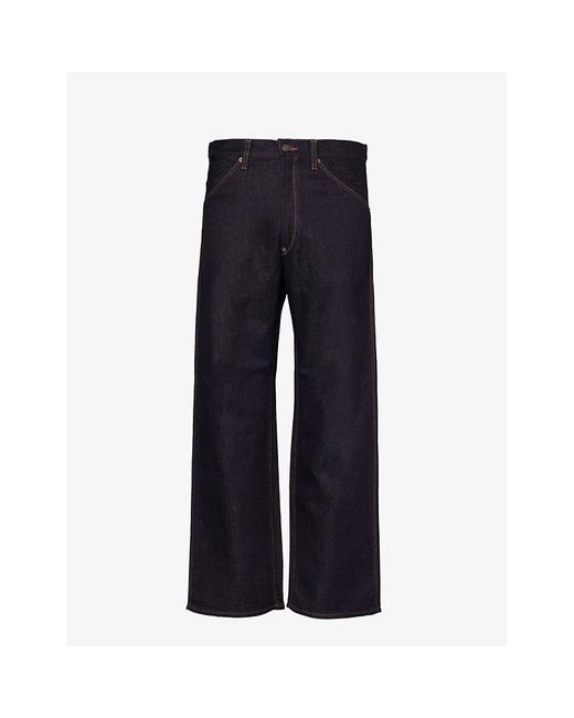Junya Watanabe Blue Contrast-pocket Wide-leg Cotton And Linen-blend Trousers for men