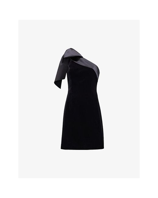 Phase Eight Black Sofia Bow-Embellished Velvet Mini Dress