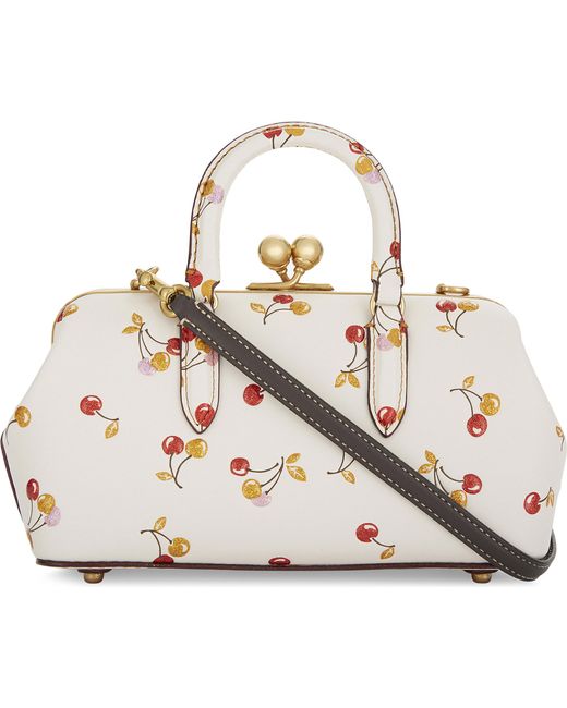 COACH | Glitter cherry embossed kisslock glovetanned leather handbag |  Women | Lane Crawford