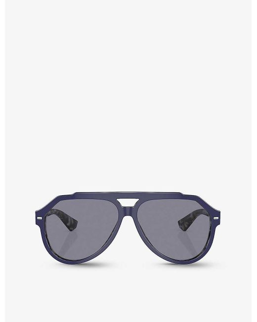 Dolce & Gabbana Blue Dg4452 Aviator Acetate Sunglasses