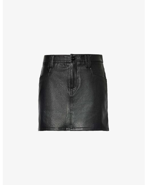 PAIGE Black Tarra Mid-rise Faux-leather Mini Skirt