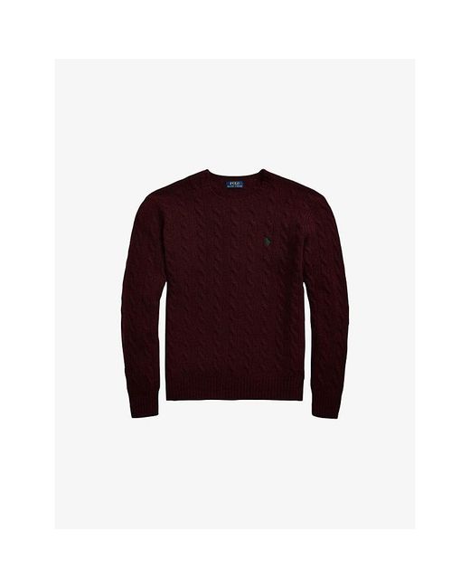Polo Ralph Lauren Red Crewneck Cable-Knit Wool And Cashmere Jumper for men