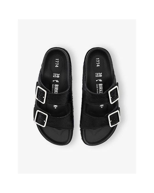 Birkenstock Black 1774 Arizona Calf-Hair Sandals