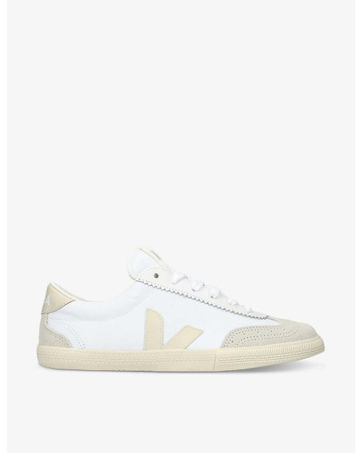 Veja White Volley Logo-embroidered Canvas Low-top Trainers