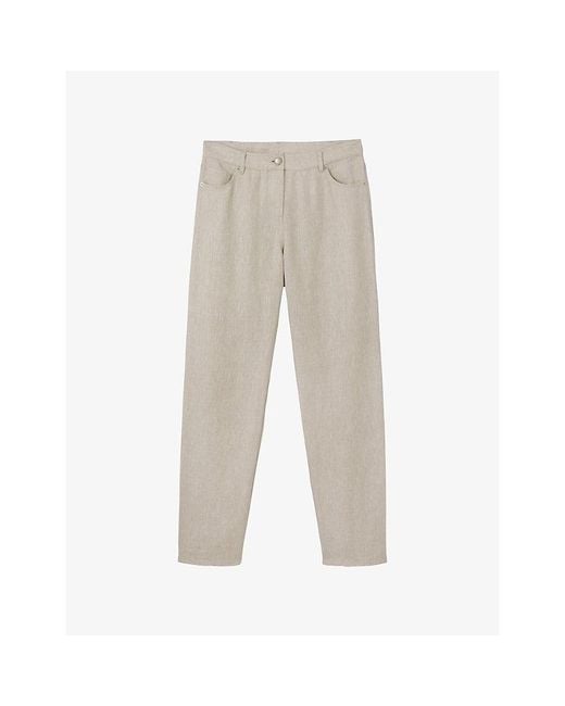 The White Company Natural Tapered Brompton Linen Trousers