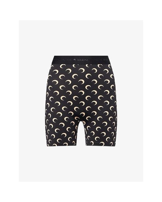 MARINE SERRE Black Moon Logo Stretch-Jersey Shorts