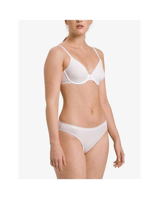Hanro White Seamless Midi Stretch-Cotton Briefs