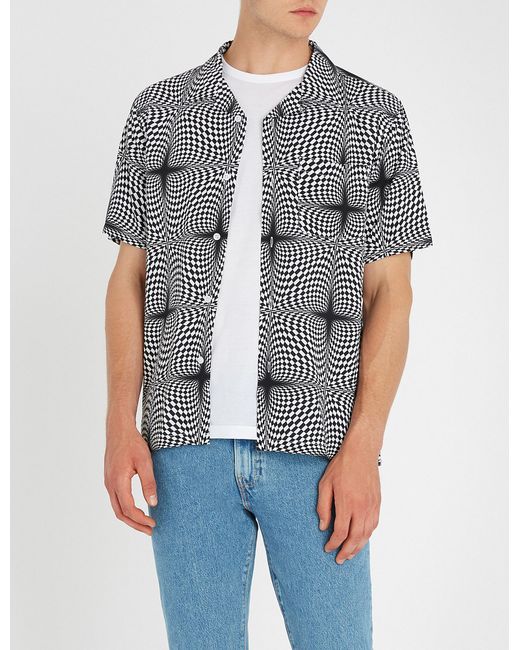 Stussy White Psychedelic Checker-print Woven Shirt for men