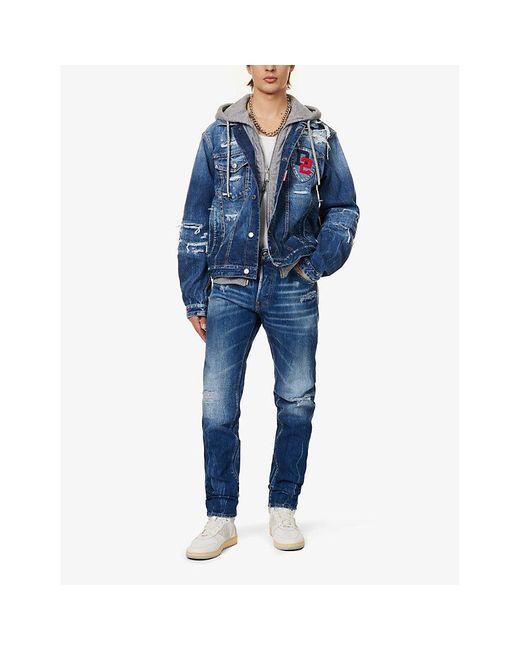 DSquared² Blue Cool Guy Distressed Tapered-leg Jeans for men