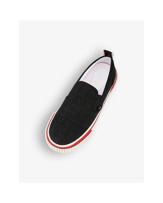 Christian Louboutin Black Pedro Striped-trim Cotton-blend Loafers for men