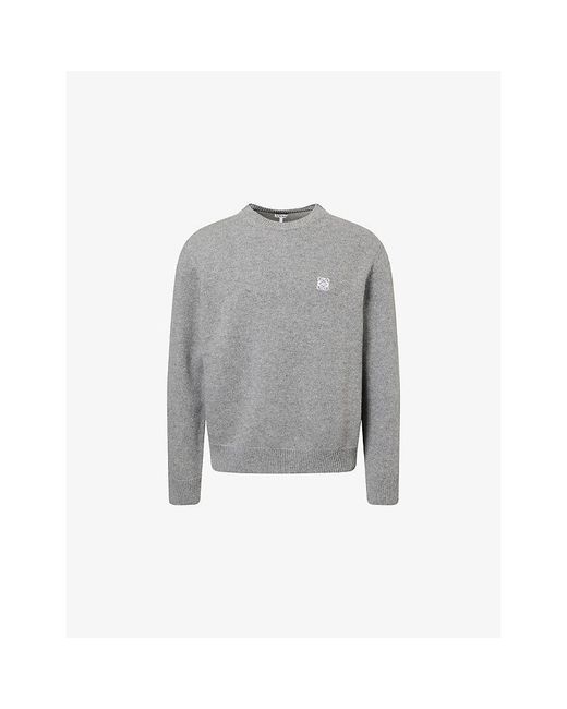 Loewe Gray Mini Anagram-Embroidered Wool Jumper for men