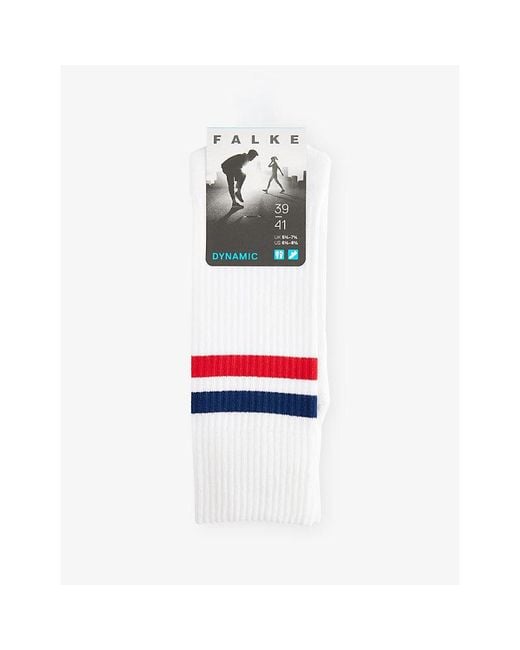Falke White Dynamic Stripe-Trim Stretch-Cotton Socks for men