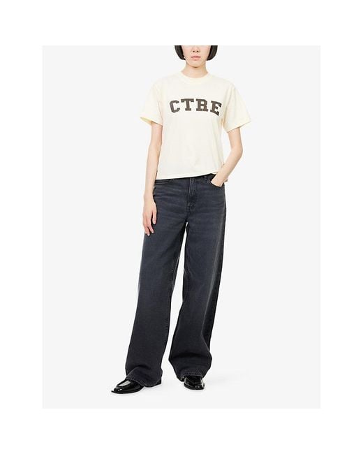 The Couture Club White Ctre Round-Neck Woven T-Shirt