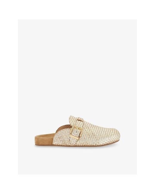 Dune Natural Glaized Woven Leather Clogs