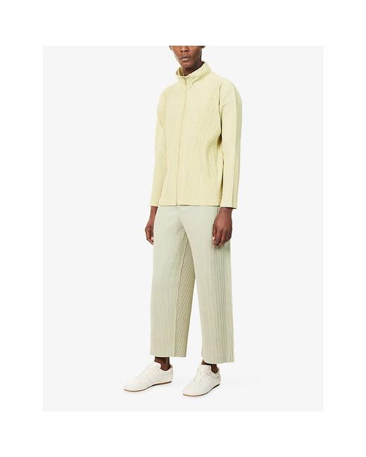 Homme Plissé Issey Miyake Yellow Basics Zip-Up Pleated Knitted for men