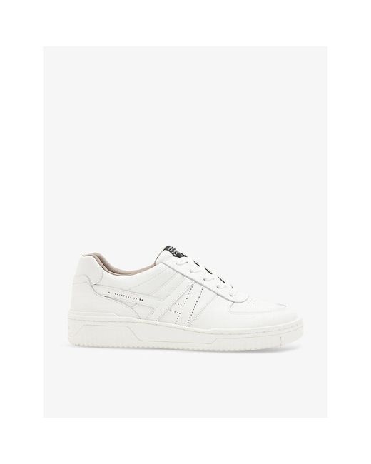 AllSaints White Vix Logo-Tab Leather Low-Top Trainers