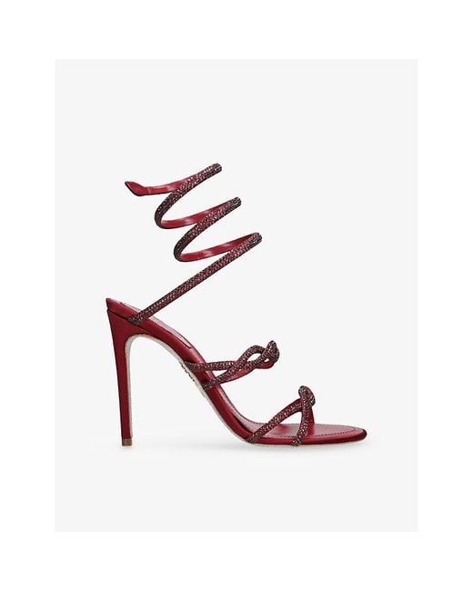 Rene Caovilla Pink Cleo Twist 105 Crystal-Embellished Leather Heeled Sandals