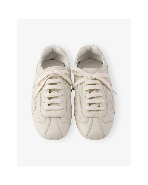 Prada White Montecarlo Leather Trainers