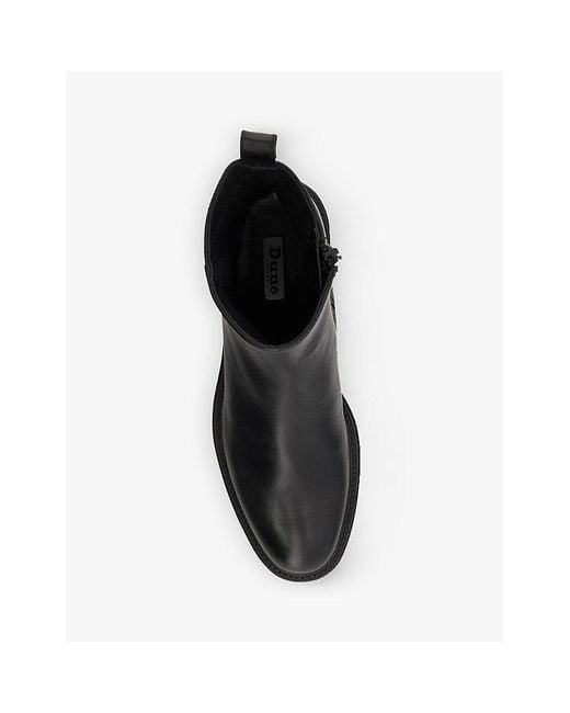Dune Black Possessive Block-heel Leather Ankle-boots